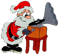 Santa playing records